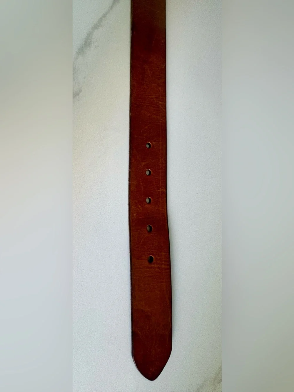 Polo Ralph Lauren Men's Brown Saddle Leather Belt Silver Buckle Logo Patch Sze34